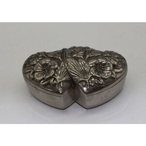 Vintage International Silver Company Heart Shaped Trinket Box 1994